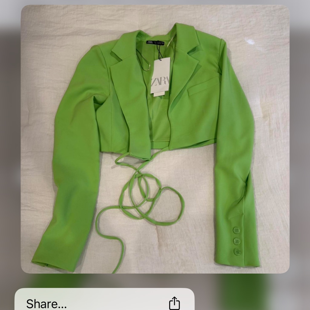 Zara Neon Green Cropped Blazer